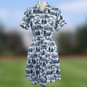 RARE Brooks Brothers Shirt Dress – White House Toile | Navy & White Sz 2P